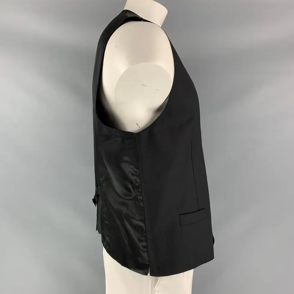 DOLCE & GABBANA Size 46 Solid Wool Buttoned Black Vest